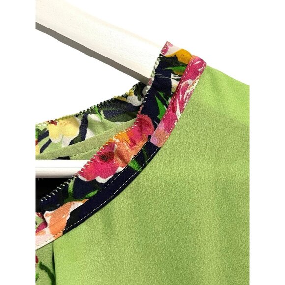 Investments Top Plus Size 2X Green Floral Cold Shoulder S/S Office Career Casual - Picture 10 of 14